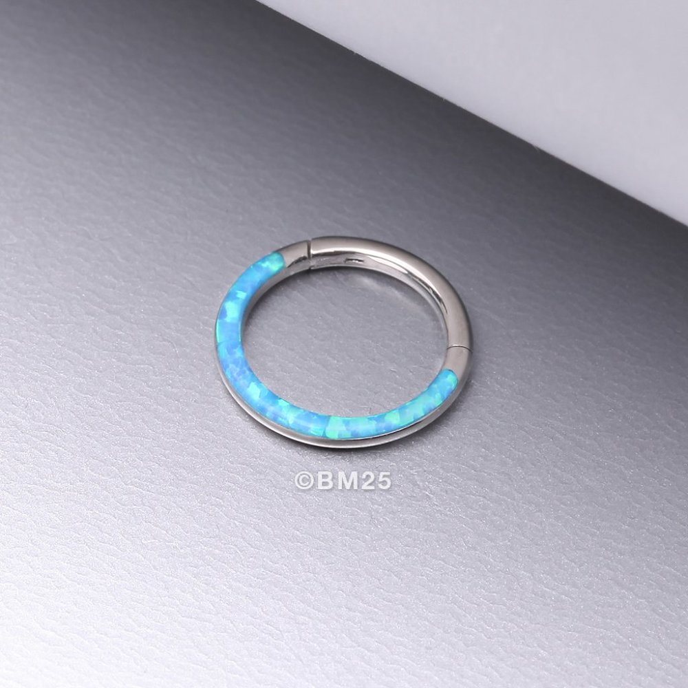 Implant Grade Titanium Brilliant Fire Opal Lined Front Facing Seamless Clicker